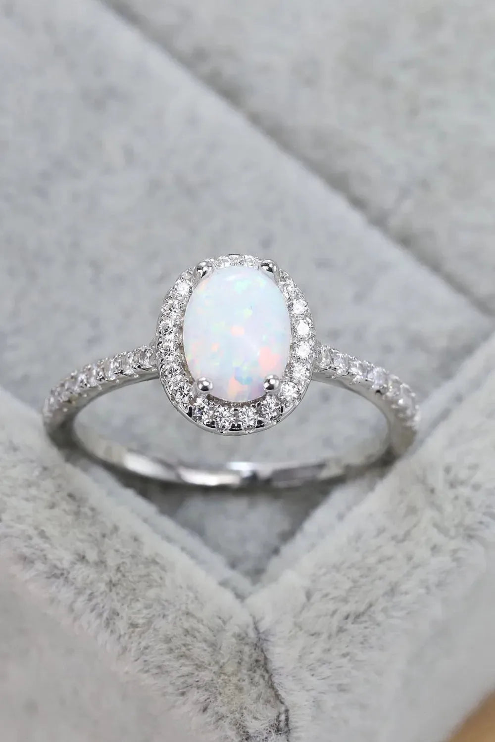 Opal 925 Sterling Silver Halo Ring Silver Opal - Tophatter Daily Deals