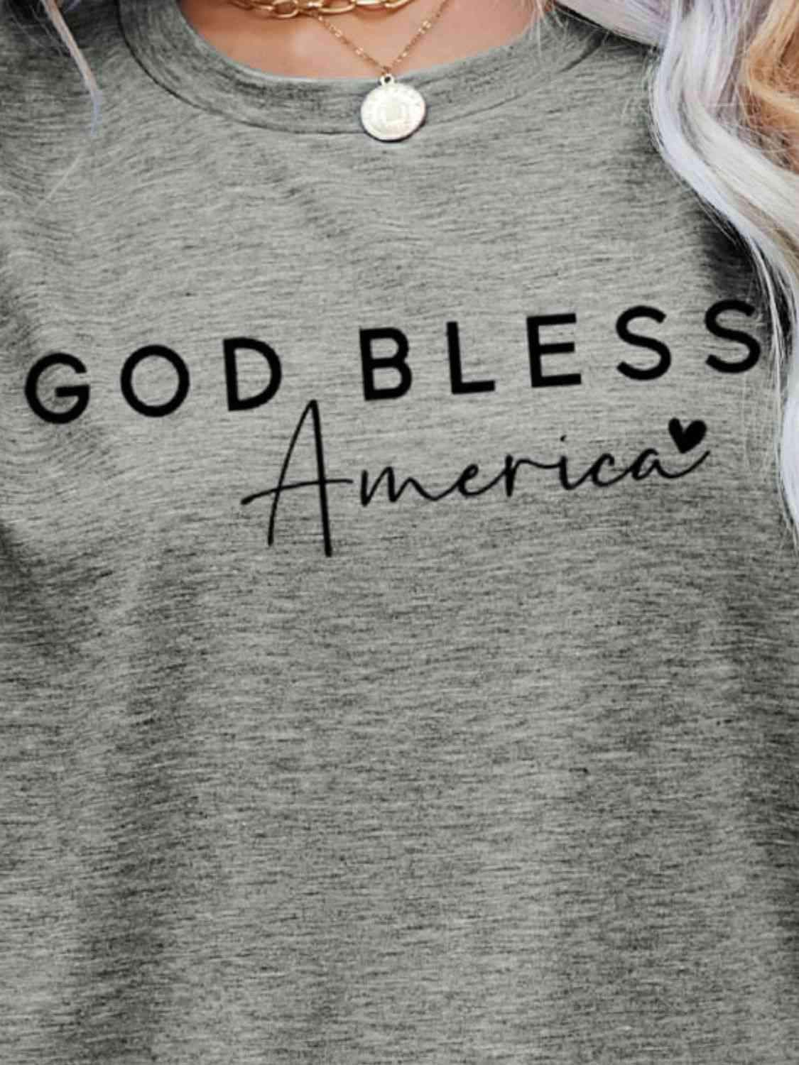 GOD BLESS AMERICA Graphic Short Sleeve Tee Women's T-Shirts - Tophatter Daily Deals