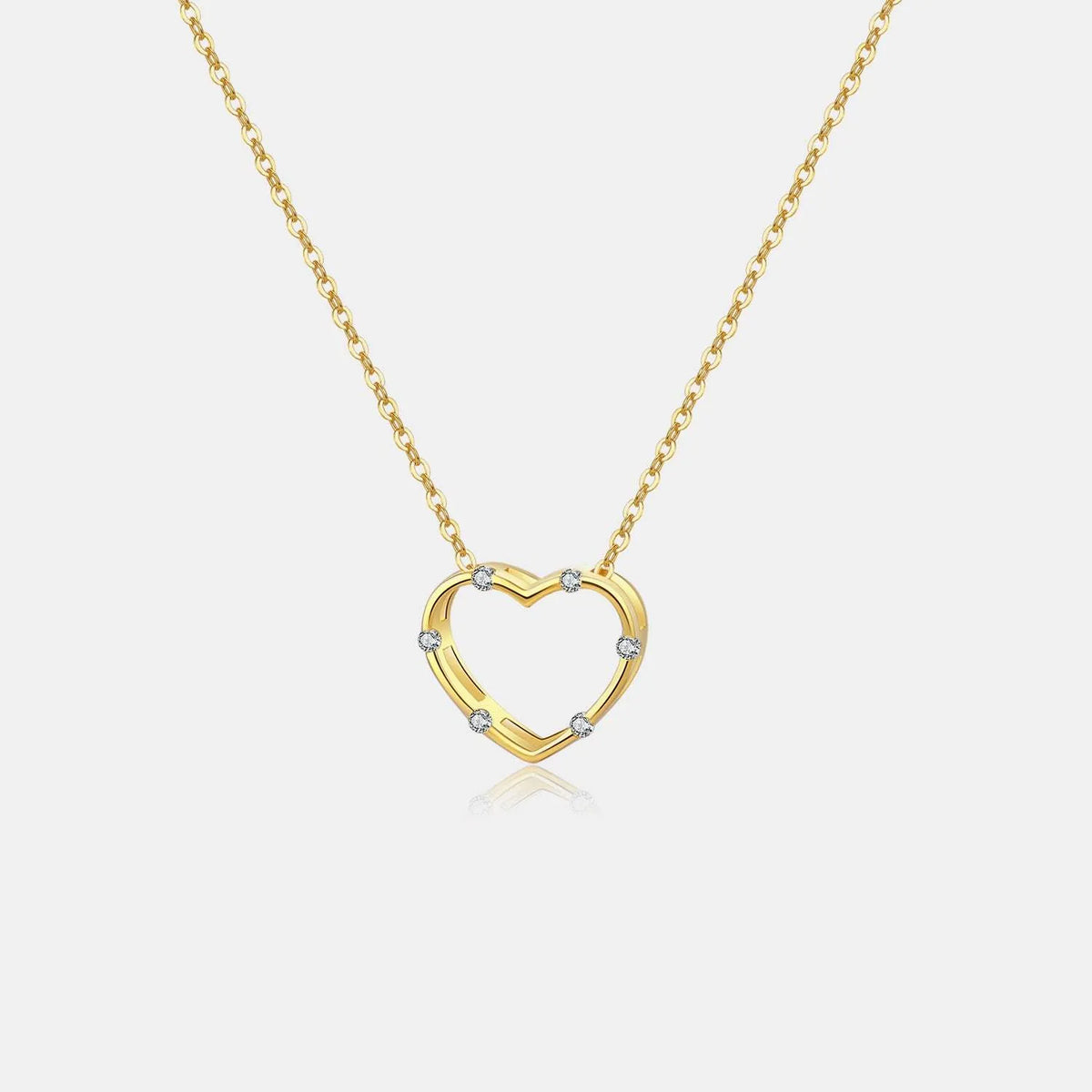 Heart Inlaid Zircon Spring Ring Closure Necklace Gold One Size Necklaces - Tophatter Daily Deals