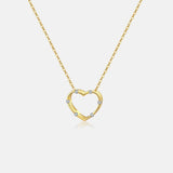 Heart Inlaid Zircon Spring Ring Closure Necklace Gold One Size Necklaces - Tophatter Daily Deals