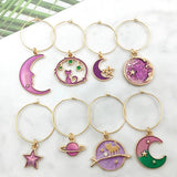 8-Piece Alloy Wine Glass Charm Earrings Moonlit Mauve One Size Earrings - Tophatter Daily Deals