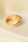 Inlaid Natural Stone Stainless Steel Ring Rings - Tophatter Daily Deals