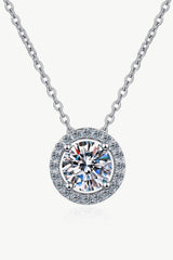 1 Carat Moissanite Round Pendant Chain Necklace Silver One Size Moissanite - Tophatter Daily Deals