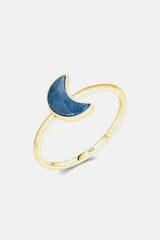 925 Sterling Silver Moon Shape Aventurine Ring Gold Rings - Tophatter Daily Deals