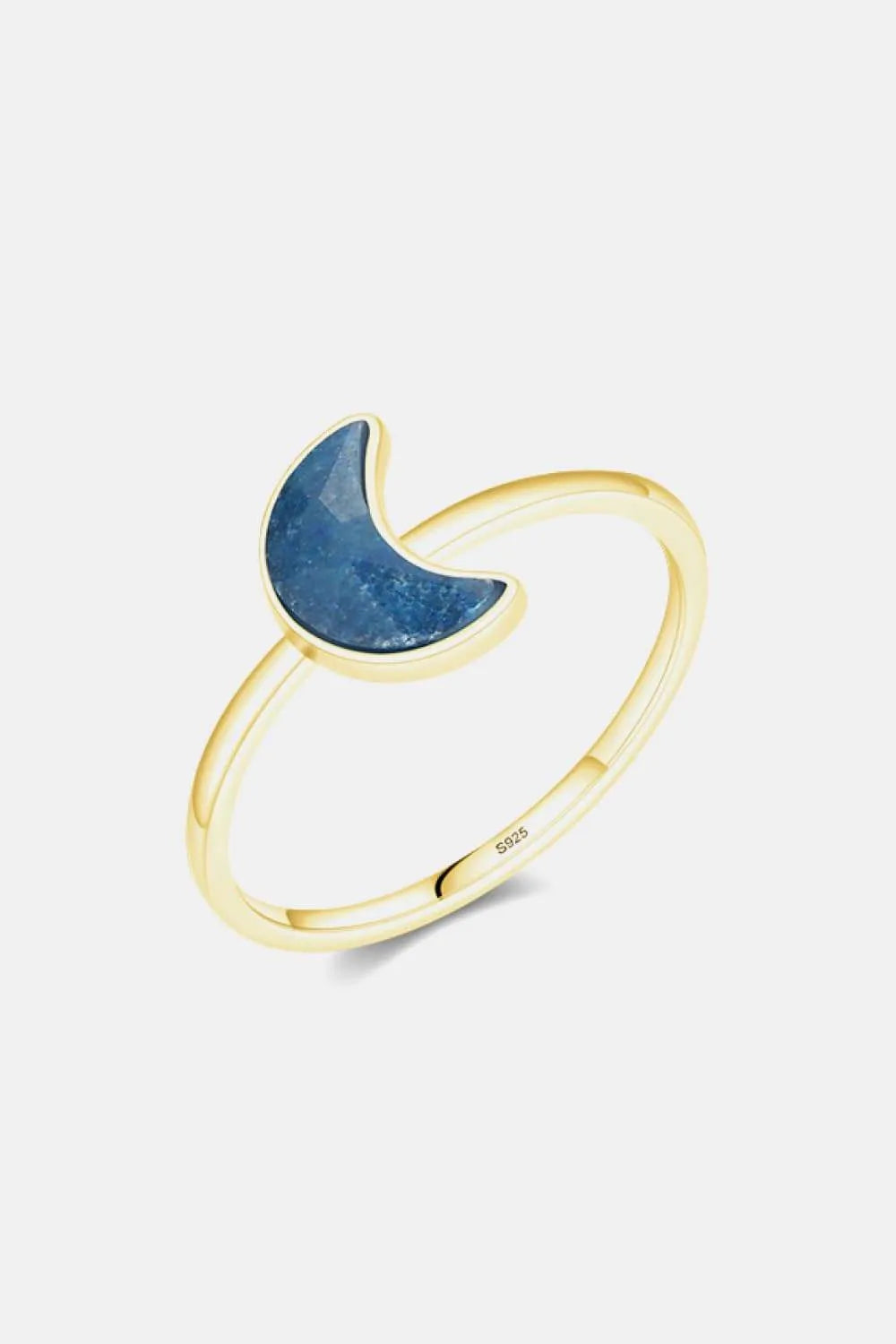 925 Sterling Silver Moon Shape Aventurine Ring Gold Rings - Tophatter Daily Deals
