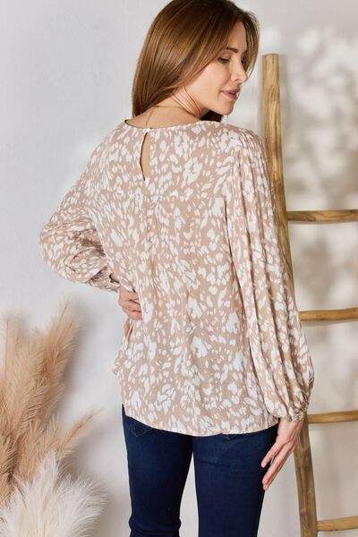 Hailey & Co Embroidered Printed Balloon Sleeve Blouse Blouses - Tophatter Daily Deals