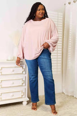 Double Take Ribbed Long Sleeve Top Blouses - Tophatter Daily Deals