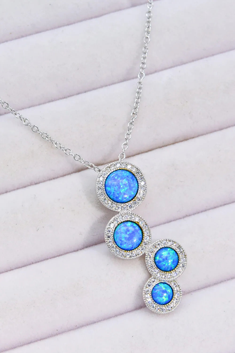 Opal Round Pendant Chain-Link Necklace Blue One Size Opal - Tophatter Daily Deals