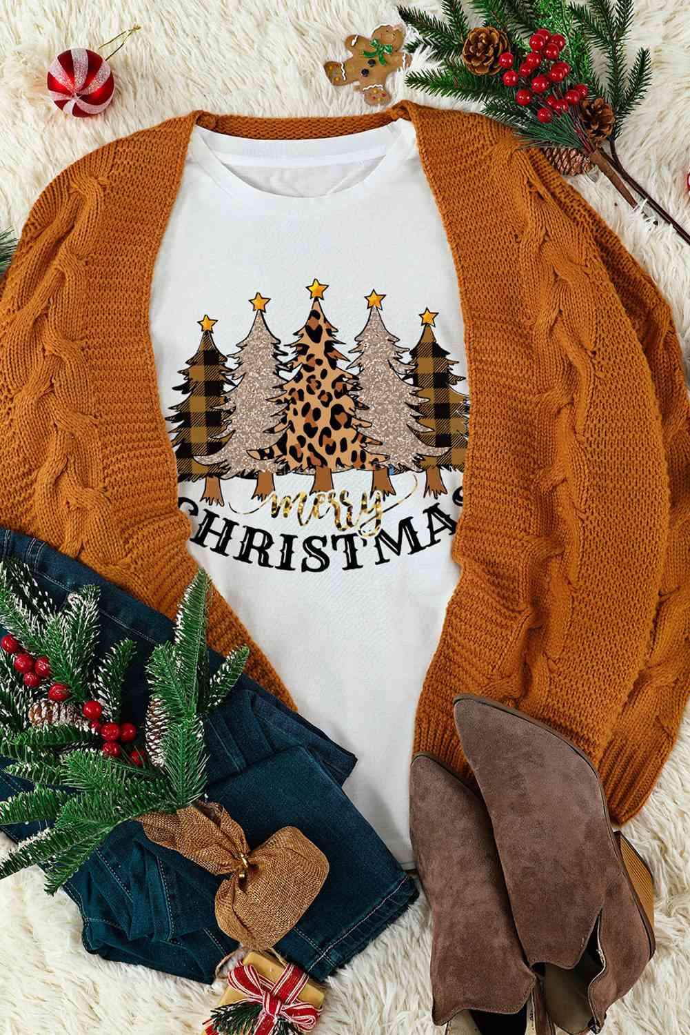 MERRY CHRISTMAS Graphic T-Shirt Women's T-Shirts - Tophatter Daily Deals