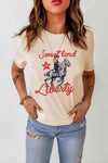 SWEET LAND OF LIBERTY Graphic Short Sleeve Tee Light Apricot Women's T-Shirts - Tophatter Daily Deals