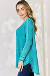 Zenana Oversized Washed Waffle Long Sleeve Top Blouses - Tophatter Daily Deals