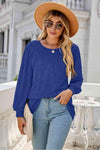 Round Neck Long Sleeve Top Cobalt Blue Women's T-Shirts - Tophatter Daily Deals