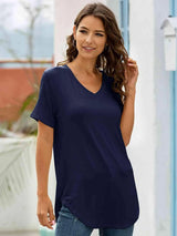 Full Size V-Neck Short Sleeve T-Shirt Women's T-Shirts - Tophatter Daily Deals