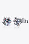 925 Sterling Silver 6-Prong 2 Carat Moissanite Stud Earrings Silver One Size Moissanite - Tophatter Daily Deals