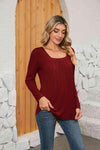 Square Neck Long Sleeve T-Shirt Women's T-Shirts - Tophatter Daily Deals