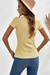 Buttoned Short Sleeve Tee Shirt Women's T-Shirts - Tophatter Daily Deals