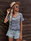 Glitter V-Neck Short Sleeve Tee Shirt Women's T-Shirts - Tophatter Daily Deals