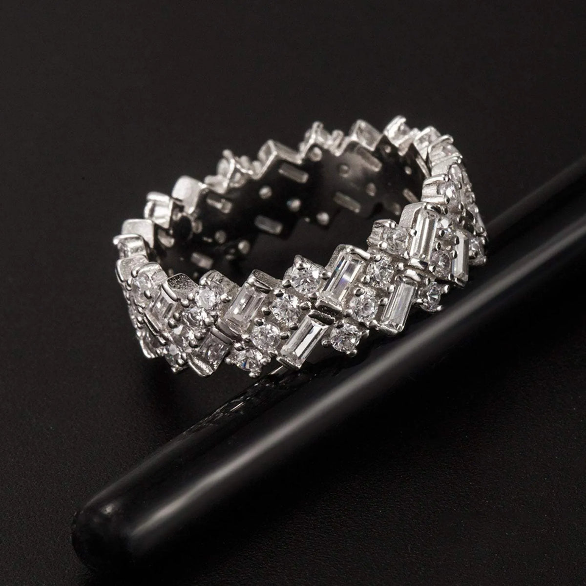 Inlaid Zircon 925 Sterling Silver Ring Rings - Tophatter Daily Deals
