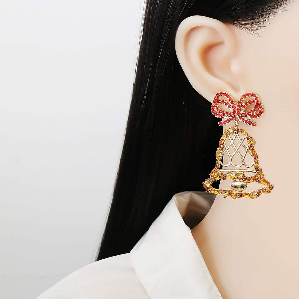 Rhinestone Alloy Christmas Bell Earrings Earrings - Tophatter Daily Deals