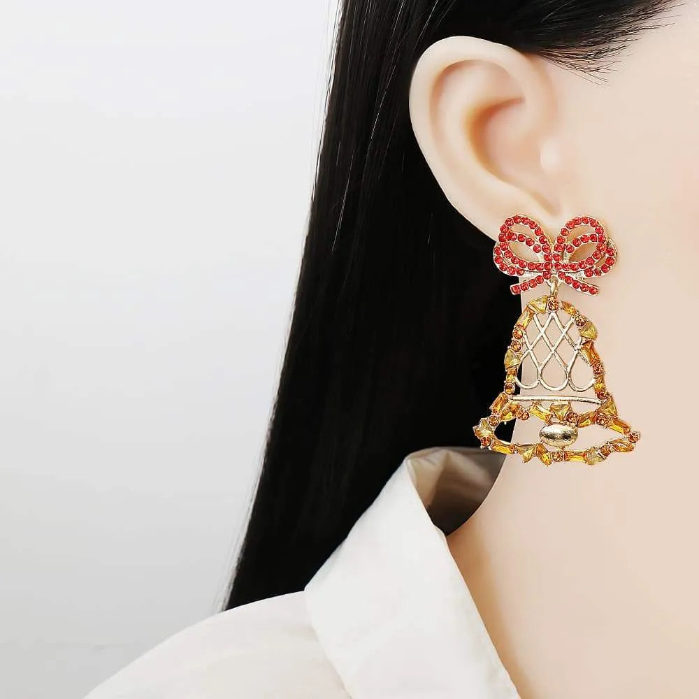 Rhinestone Alloy Christmas Bell Earrings Earrings - Tophatter Daily Deals