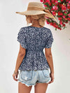 Floral Petal Sleeve Babydoll Top Blouses - Tophatter Daily Deals