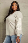 Sew In Love Full Size Lace Patch Detail Sweater Blouses - Tophatter Daily Deals