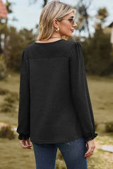 Eyelet Round Neck Flounce Sleeve T-Shirt Women's T-Shirts - Tophatter Daily Deals