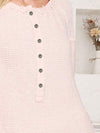 Waffle Knit Half Button Raw Hem Blouse Blouses - Tophatter Daily Deals