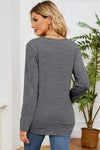 Lace Detail V-Neck Long Sleeve T-Shirt Women's T-Shirts - Tophatter Daily Deals