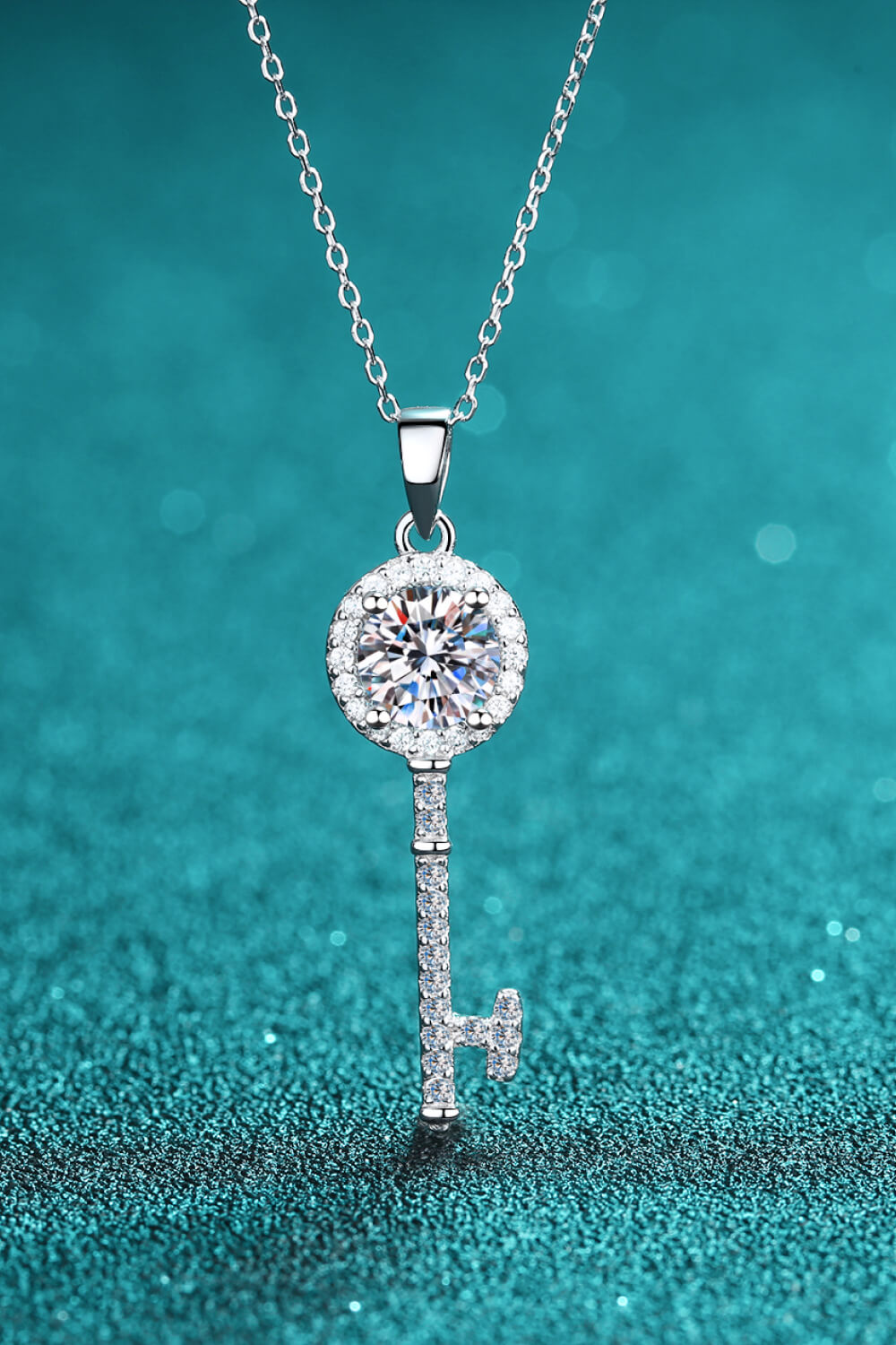 Adored Moissanite Key Pendant Necklace - Tophatter Shopping Deals