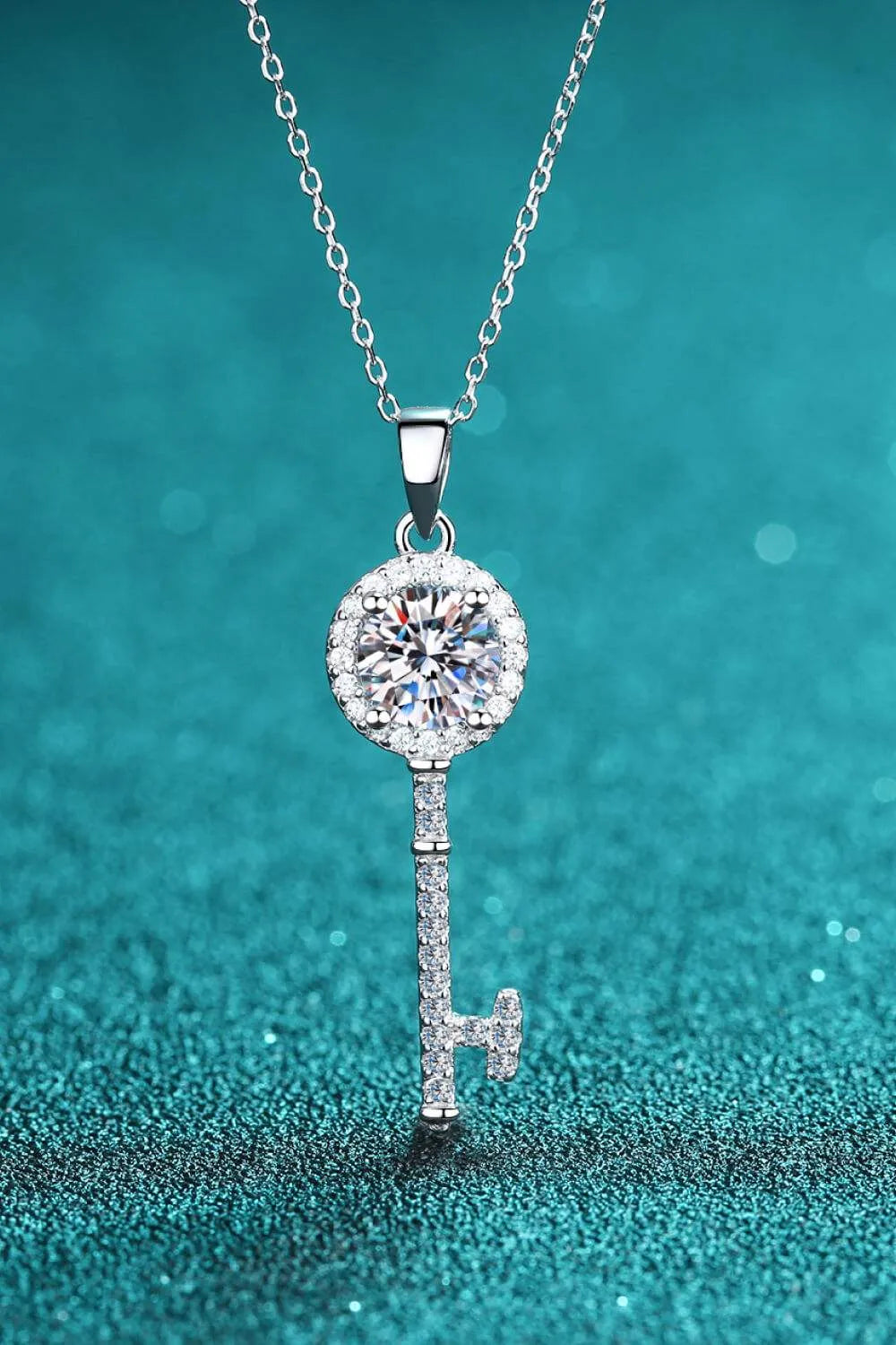 Adored Moissanite Key Pendant Necklace Moissanite - Tophatter Daily Deals