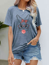 Easter Bunny Graphic Round Neck T-Shirt Misty Blue Women's T-Shirts - Tophatter Daily Deals