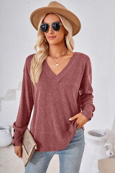 V-Neck Dropped Shoulder T-Shirt Women's T-Shirts - Tophatter Daily Deals