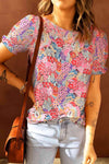 Floral Short Flounce Sleeve Blouse Floral Blouses - Tophatter Daily Deals