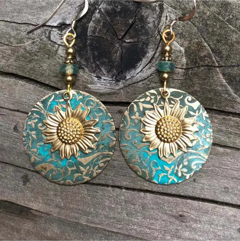 Sunflower Alloy Drop Earrings Earrings - Tophatter Daily Deals