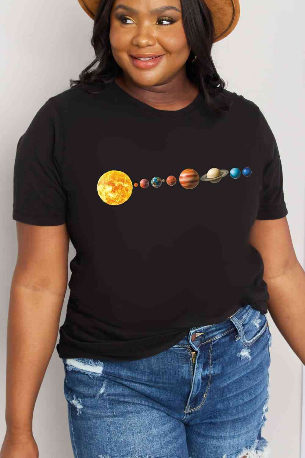 Simply Love Full Size Solar System Graphic Cotton Tee Women's T-Shirts - Tophatter Daily Deals