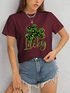 Lucky Clover Round Neck Short Sleeve T-Shirt Women's T-Shirts - Tophatter Daily Deals