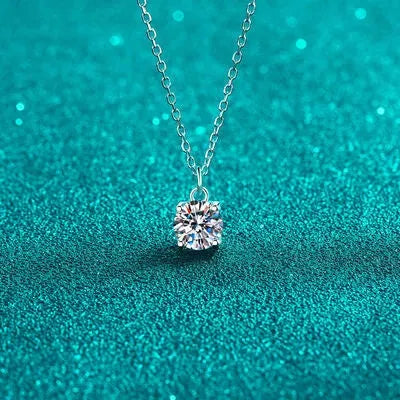 1 Carat Moissanite 925 Sterling Silver Necklace Moissanite - Tophatter Daily Deals