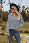 Collared Neck Cable-Knit Long Sleeve Blouse Blouses - Tophatter Daily Deals