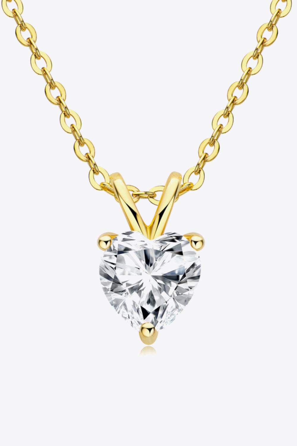 1 Carat Moissanite Heart-Shaped Pendant Necklace Gold One Size Moissanite - Tophatter Daily Deals