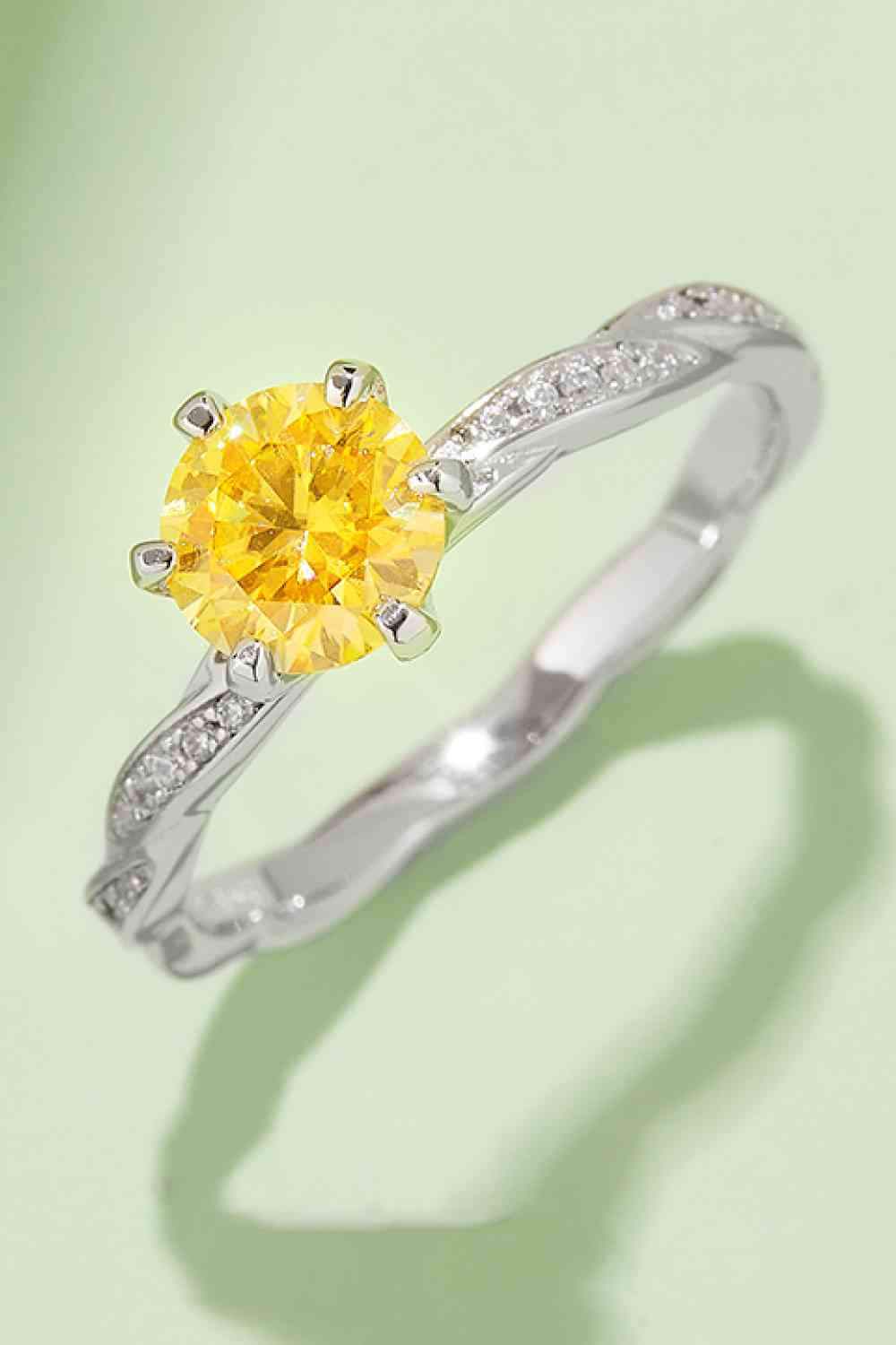 1 Carat Moissanite Contrast 925 Sterling Silver Ring Mustard Moissanite - Tophatter Daily Deals