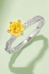 1 Carat Moissanite Contrast 925 Sterling Silver Ring Mustard Moissanite - Tophatter Daily Deals