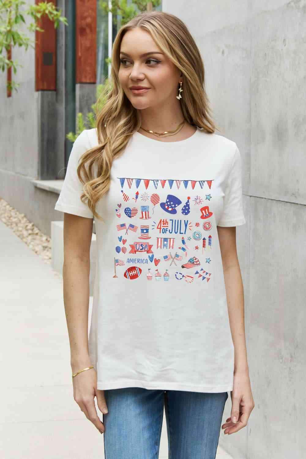 Simply Love 4TH OF JULY USA AMERICA Graphic Cotton Tee Women's T-Shirts - Tophatter Daily Deals