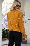 Polka Dot Surplice Neck Lantern Sleeve Blouse Blouses - Tophatter Daily Deals