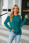 Dropped Shoulder Long Sleeve Blouse - Tophatter Deals