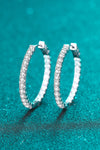 Moissanite Rhodium-Plated Hoop Earrings Silver One Size Moissanite - Tophatter Daily Deals