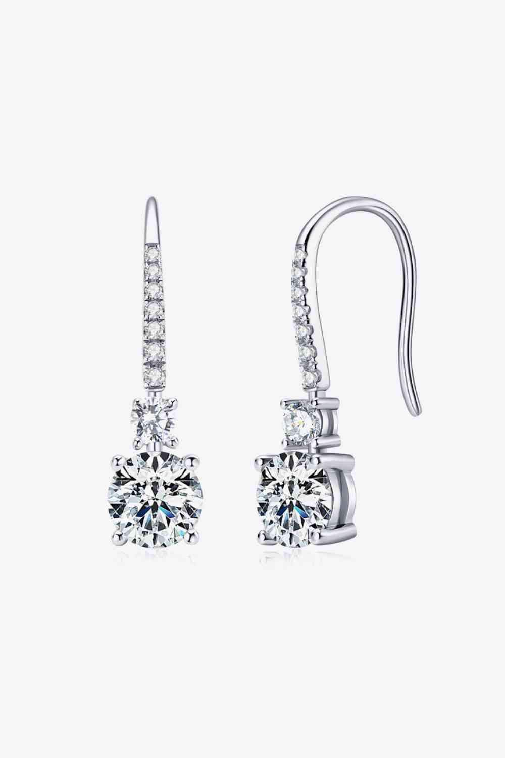 2 Carat Moissanite 925 Sterling Silver Drop Earrings Silver One Size Moissanite - Tophatter Daily Deals