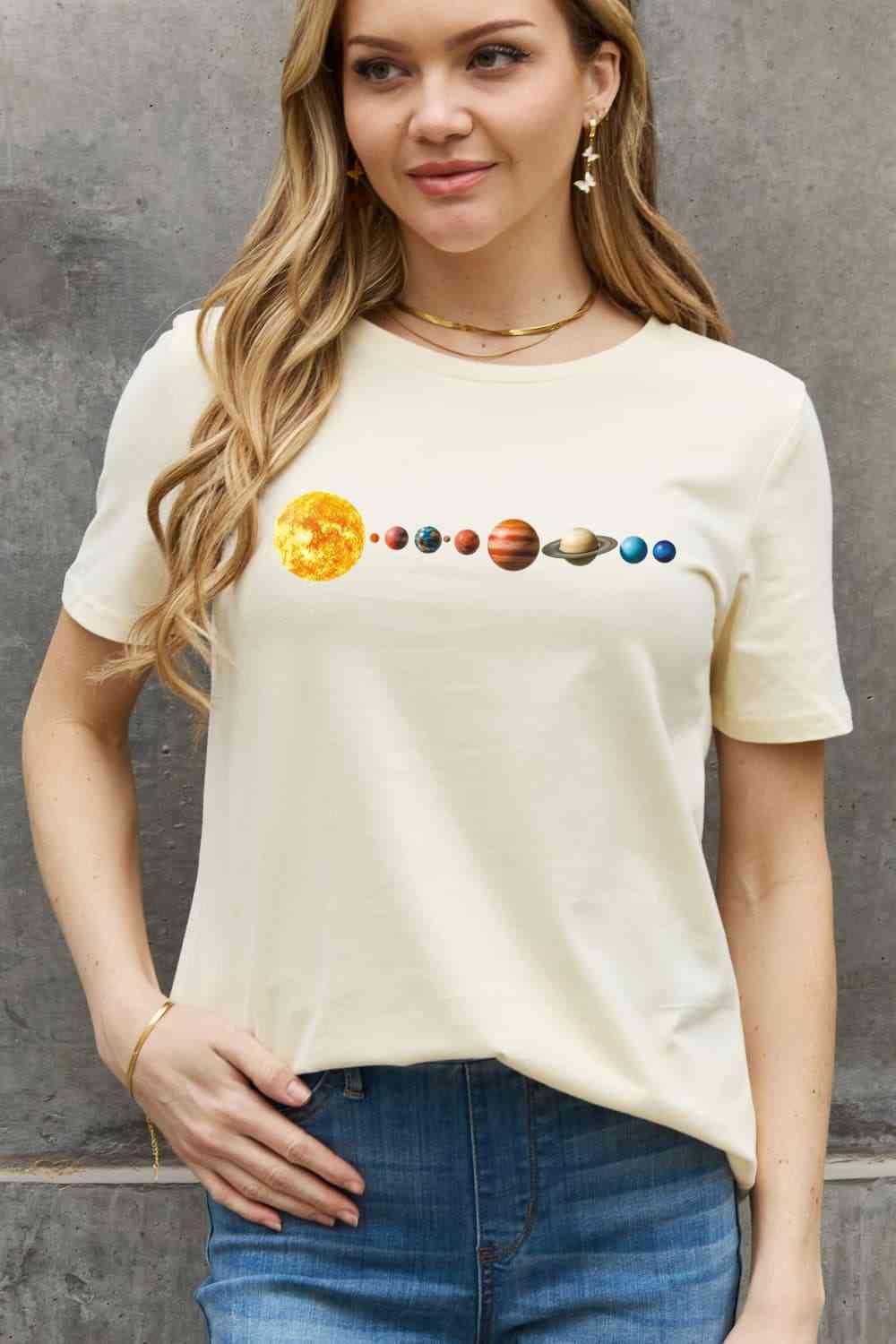 Simply Love Full Size Solar System Graphic Cotton Tee Women's T-Shirts - Tophatter Daily Deals