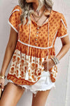 Bohemian Tie Neck Buttoned Blouse Blouses - Tophatter Daily Deals