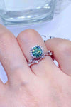 1 Carat Moissanite Platinum-Plated Ring Light Green Moissanite - Tophatter Daily Deals